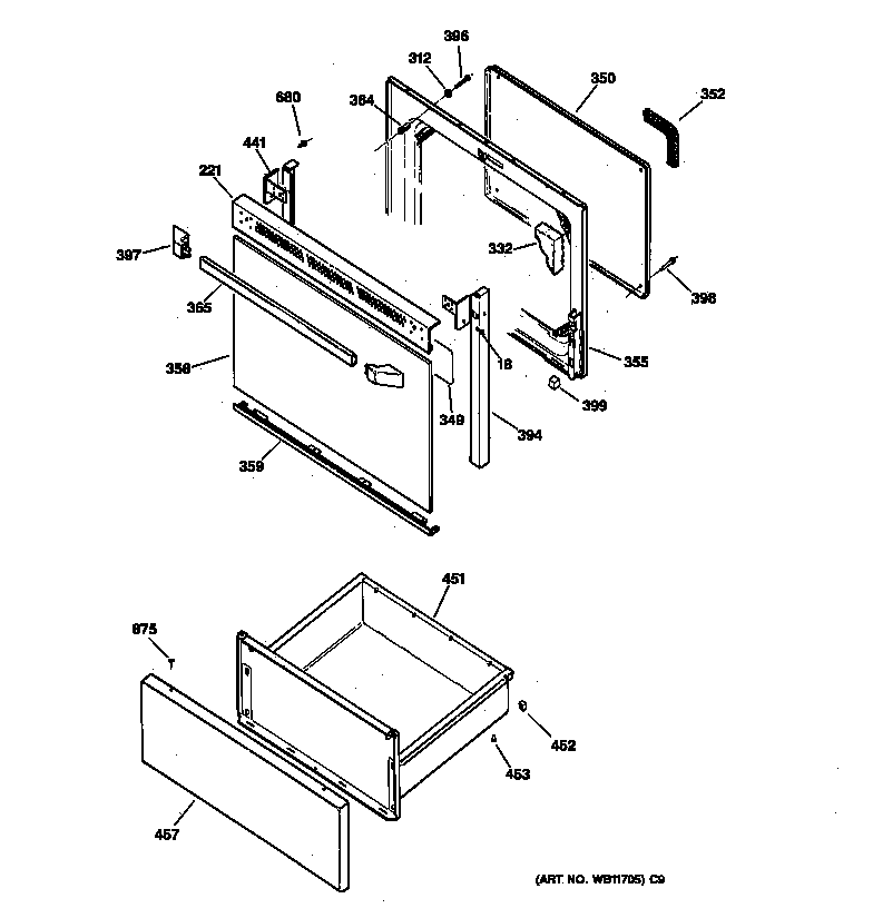 GE JBP19BB1 door parts diagram