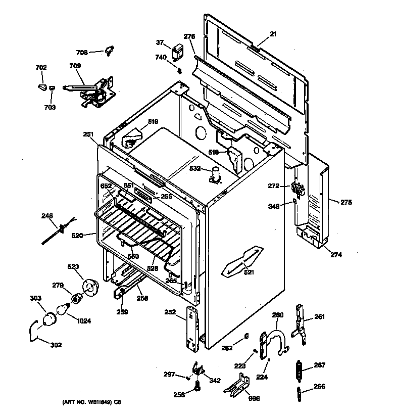 GE JBP46WIY4 body parts diagram