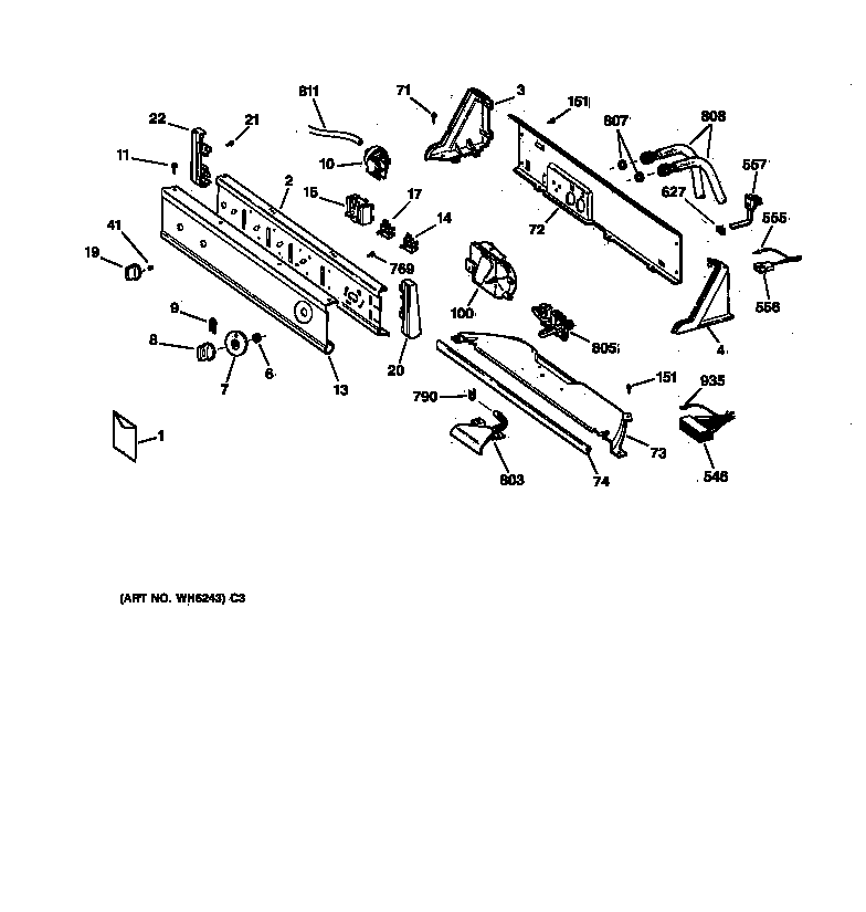Hotpoint VWSR3110W0WW controls & backsplash diagram