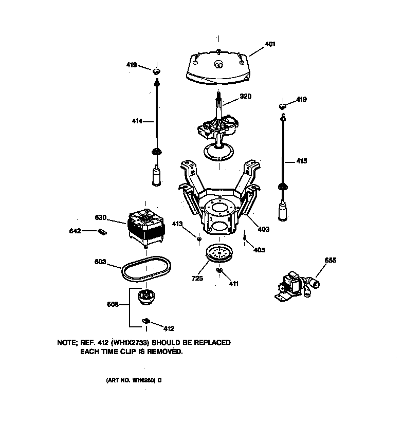 Hotpoint VBSR2080W0AA suspension, pump & drive components diagram