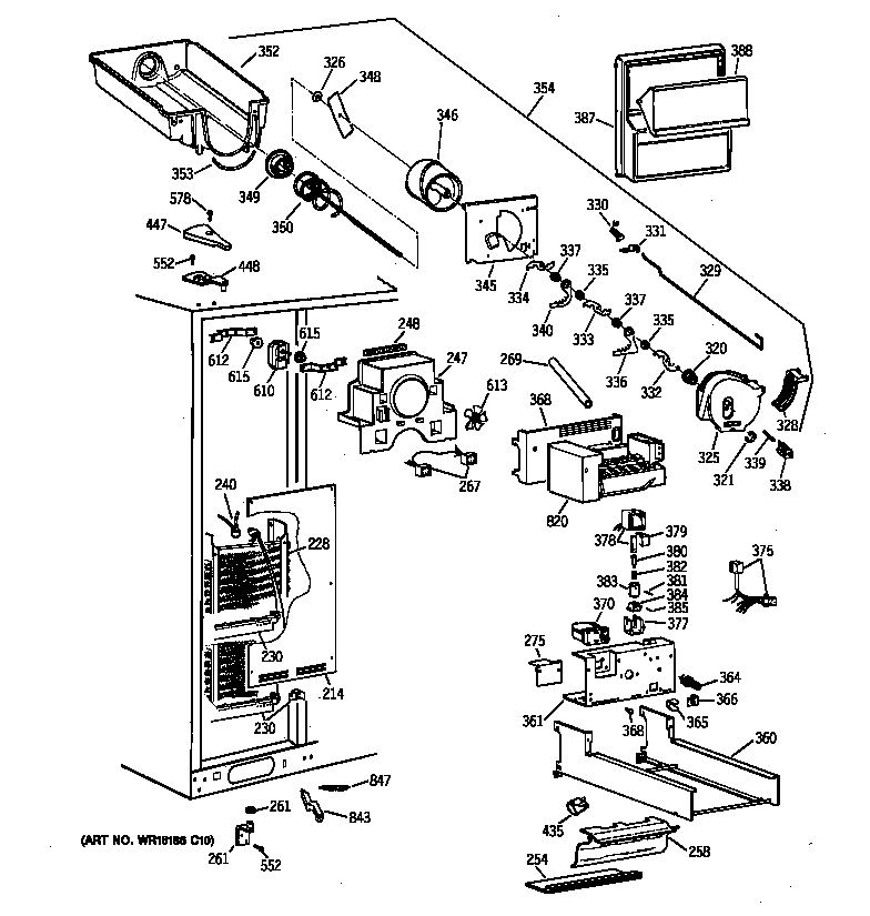 GE MSK28DRBBAA freezer section diagram