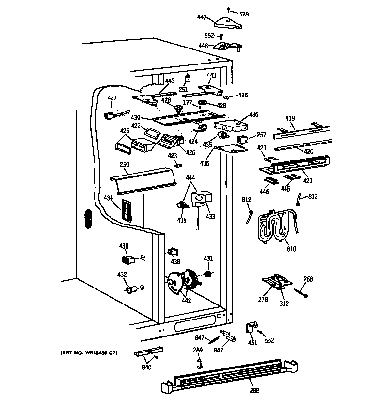 GE MSK28DRBBAA fresh food section diagram