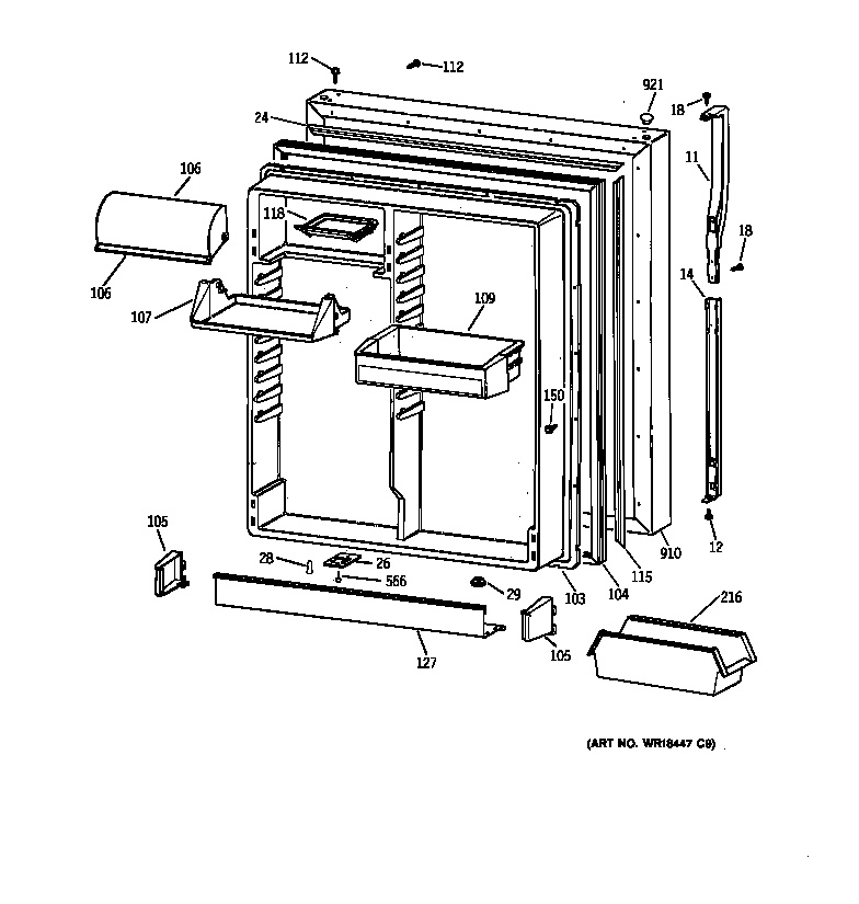 Kenmore 36378567896 fresh food door diagram
