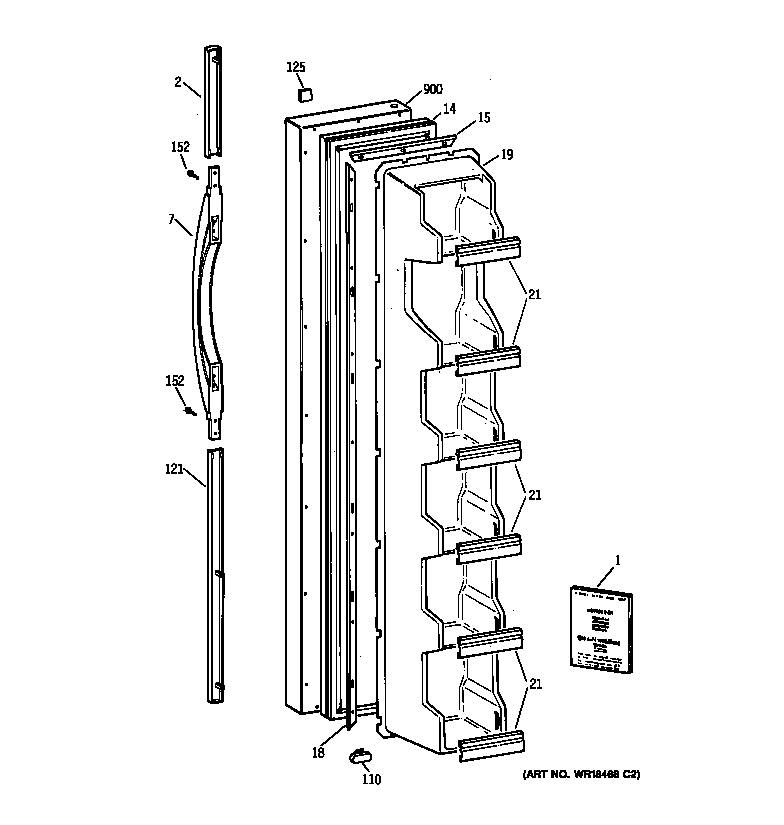 GE TFX20JABCWW freezer door diagram