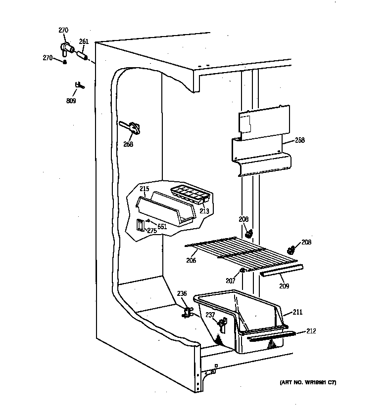 GE TFX20JABCWW freezer section diagram