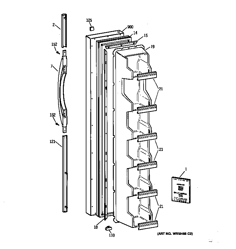 GE TFX20SABCWW freezer door diagram