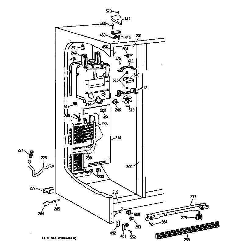 GE TFX20SABCWW freezer section diagram