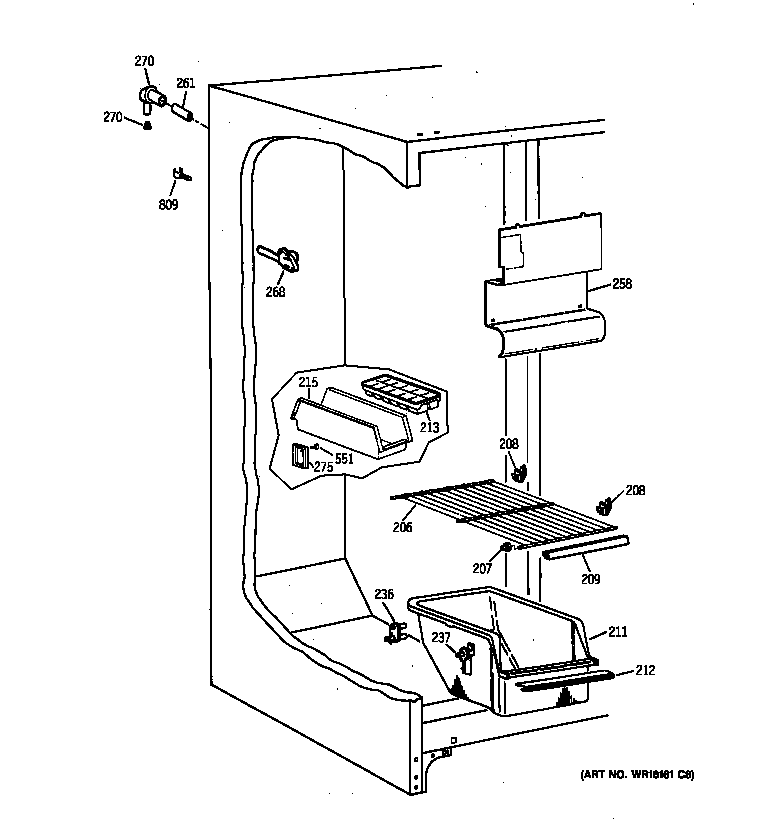 GE TFX20SABCWW freezer section diagram