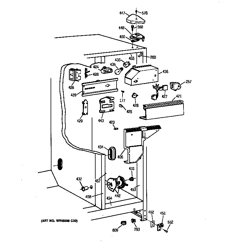 GE TFX20SABCWW fresh food section diagram