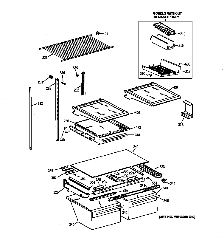 GE TBX19ZABRRAA shelf parts diagram