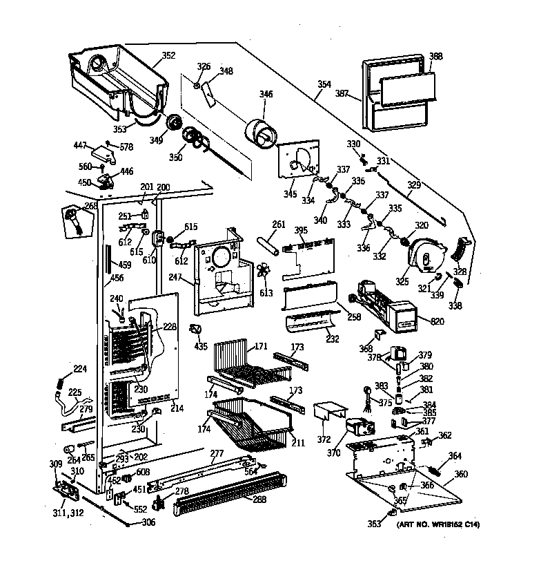 GE TPG21BRBCBB freezer section diagram
