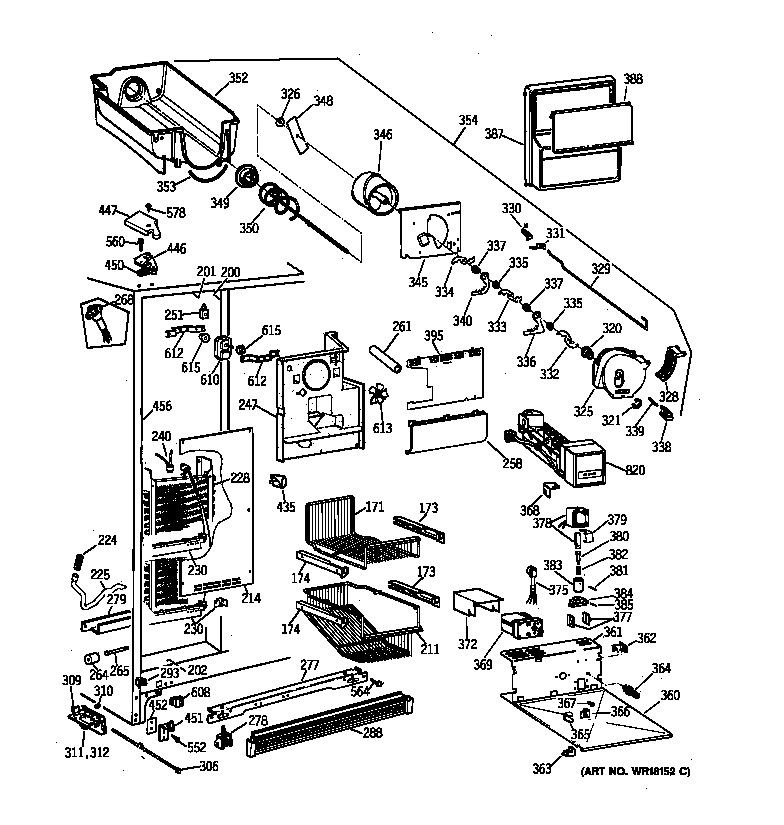 GE TPX21BRBCBB freezer section diagram