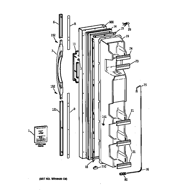 GE TFX22CRBCAA freezer door diagram