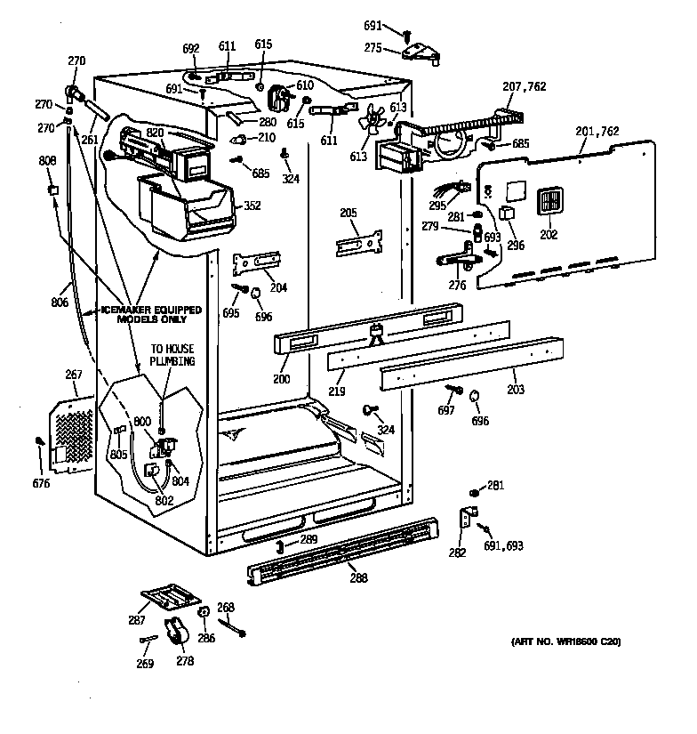 GE TBX18CIBRRAA cabinet diagram