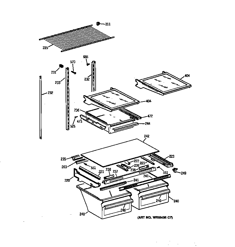 GE TBX18CIBRRAA shelf parts diagram