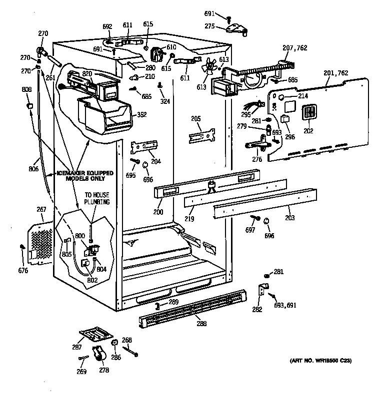 GE TBX18JABQRAA cabinet diagram