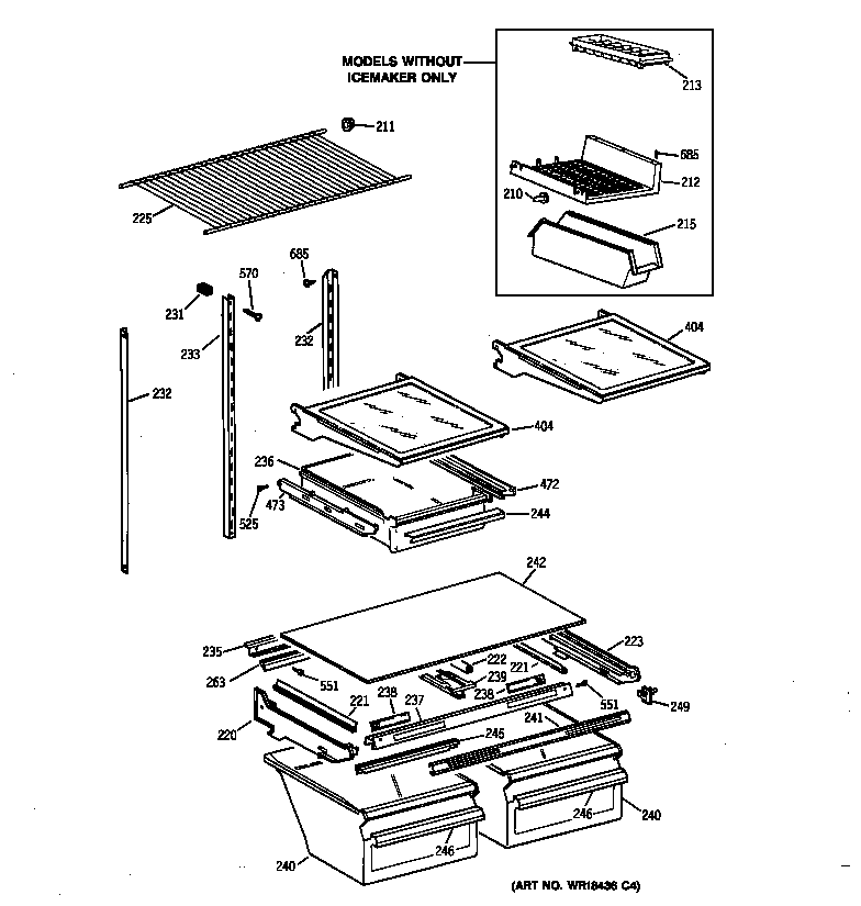 GE TBX18JIBRRBB shelf parts diagram