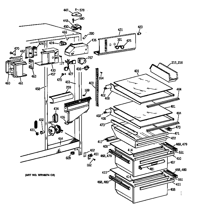 GE TFG22JABCWW fresh food section diagram