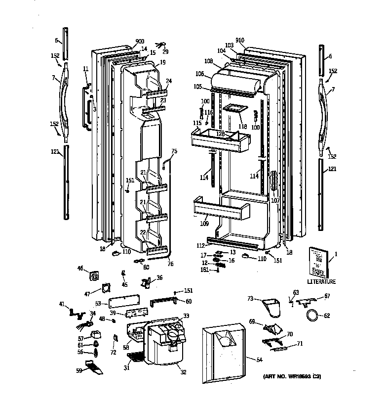 GE TFG22JRBCWH doors diagram