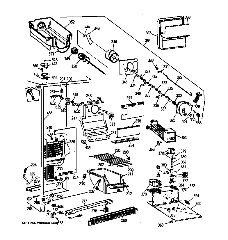 GE TFG22JRBCWH freezer section diagram