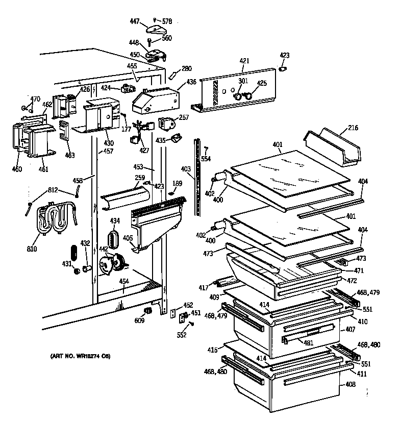 GE TFG22JRBCWH fresh food section diagram