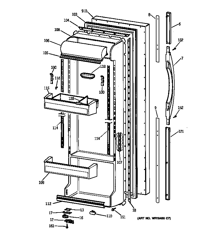 GE TFK22PRBCAA fresh food door diagram