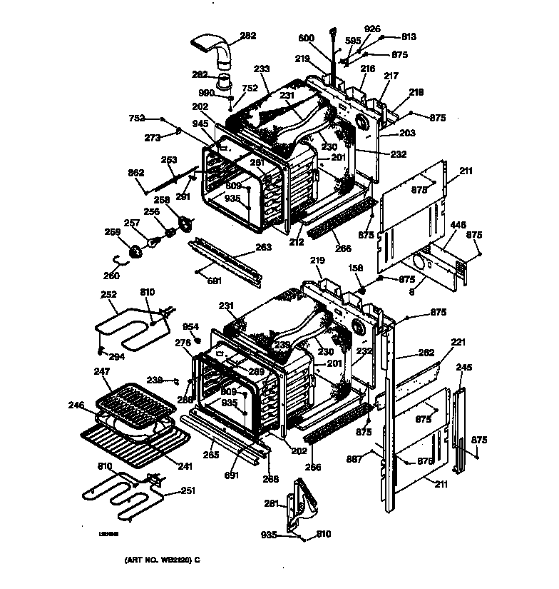 GE JKP27WA1WW body parts diagram