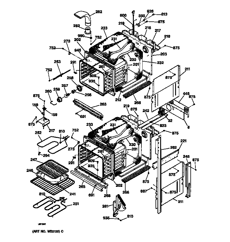 GE JKP45WA1WW body parts diagram