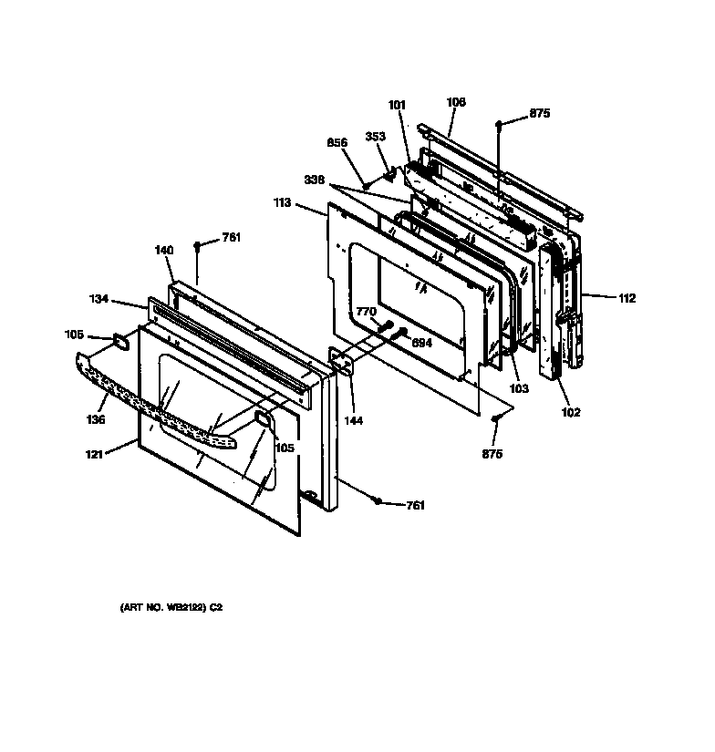 GE JKS05BA1BB oven door diagram