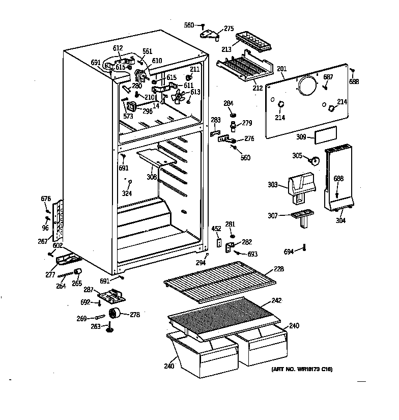Hotpoint CTX18CYBJLWW cabinet diagram