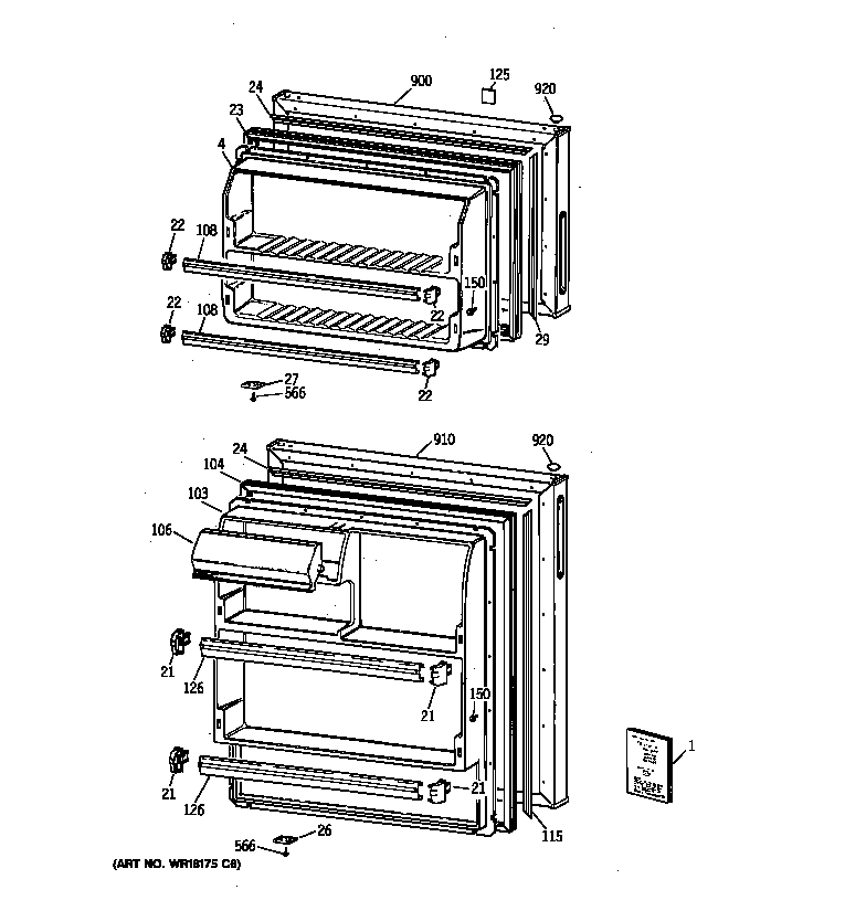 Hotpoint CTX16CYBJLAA doors diagram