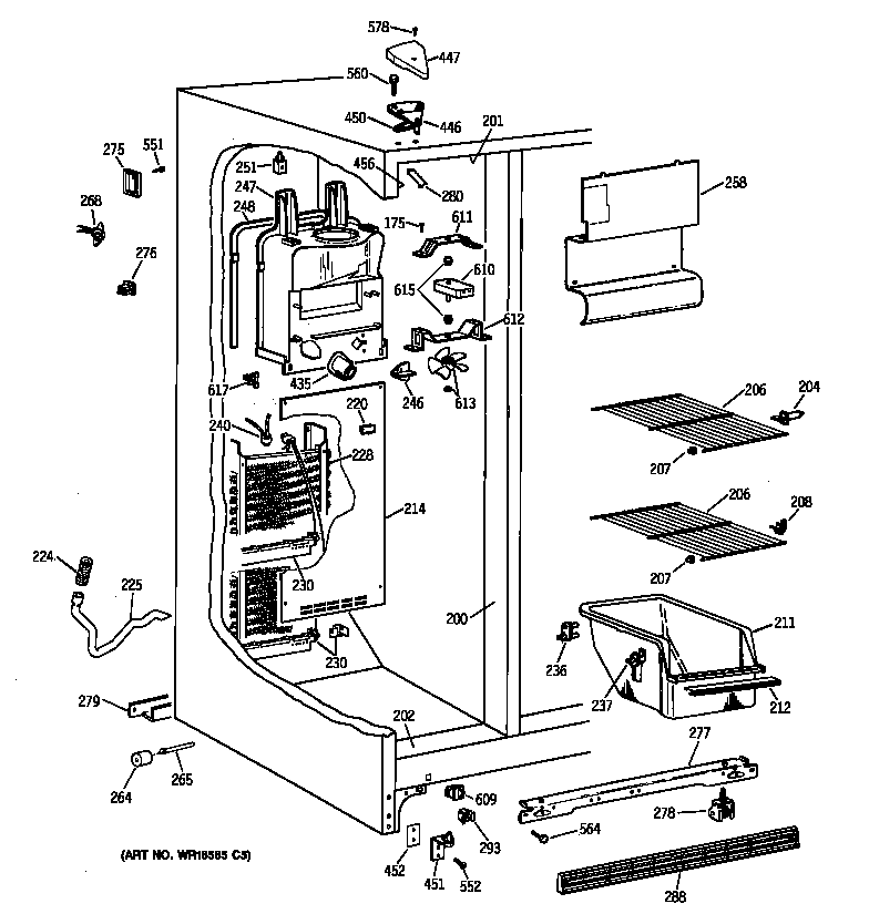 Hotpoint CSX19LABCWH freezer section diagram
