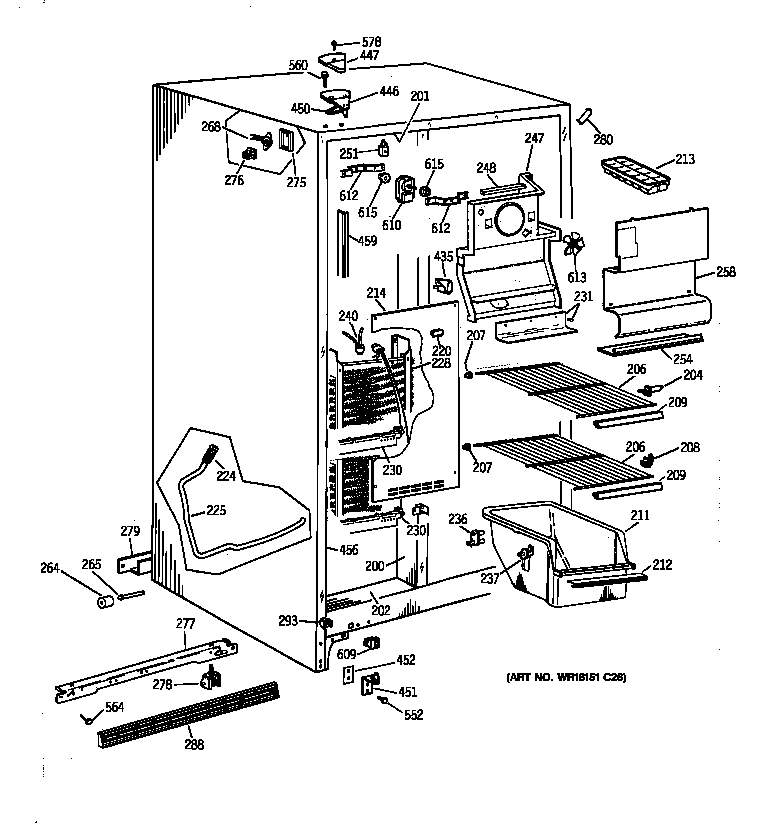Hotpoint CSK20GABCAD freezer section diagram