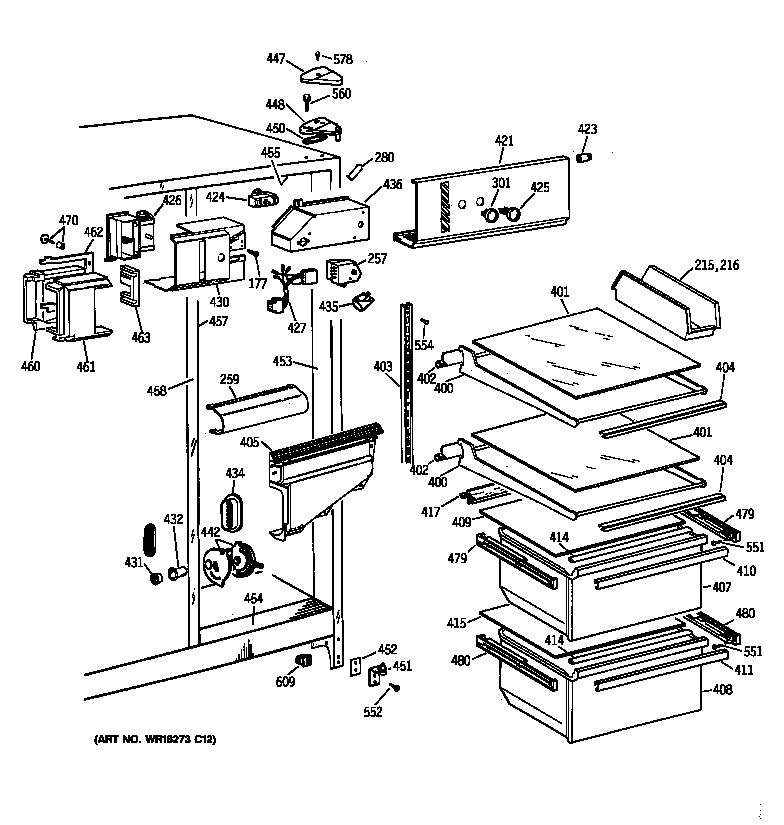 Hotpoint CSK20GABCAD fresh food section diagram