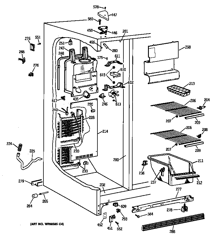 Hotpoint CSX20BABCAD freezer section diagram