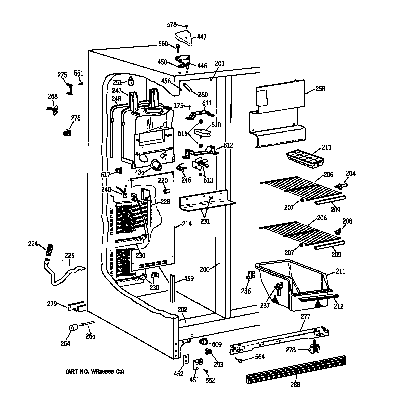 Hotpoint CSX22GABCWW freezer section diagram