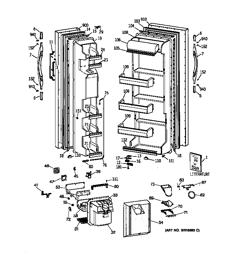 GE MRSC20KWBCAD doors diagram
