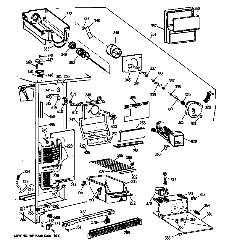 GE MSZ20GWCBWW freezer section diagram