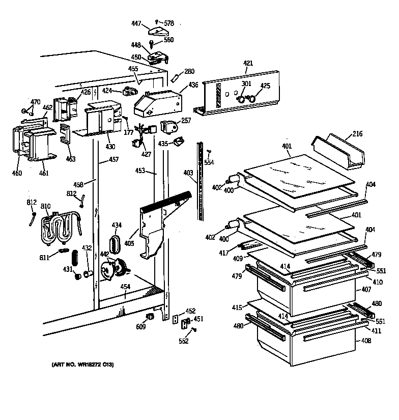 GE MSZ20GWCBWW fresh food section diagram