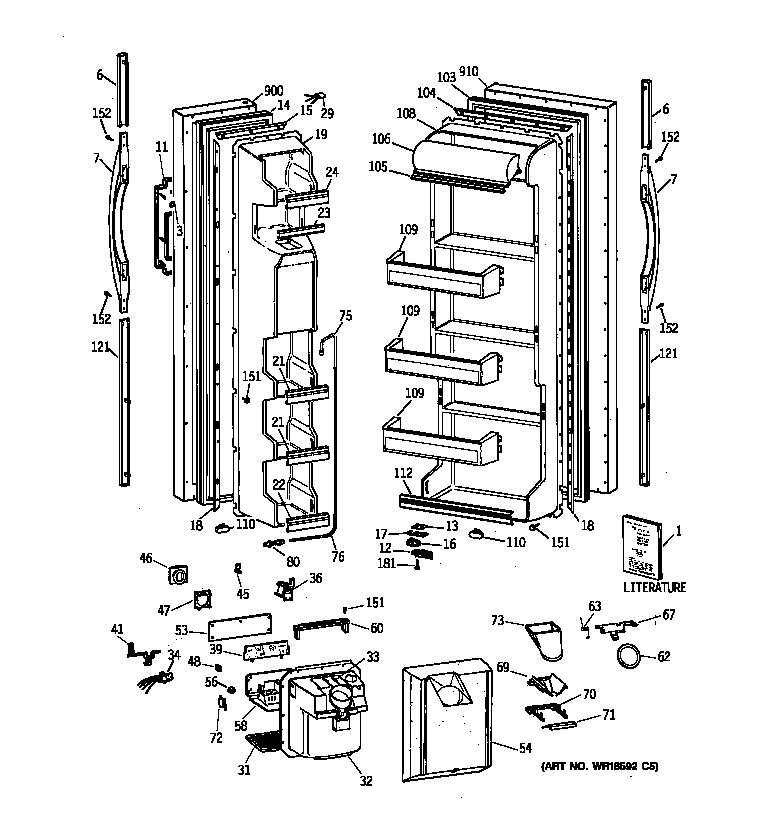GE MSK22GRBCAA doors diagram