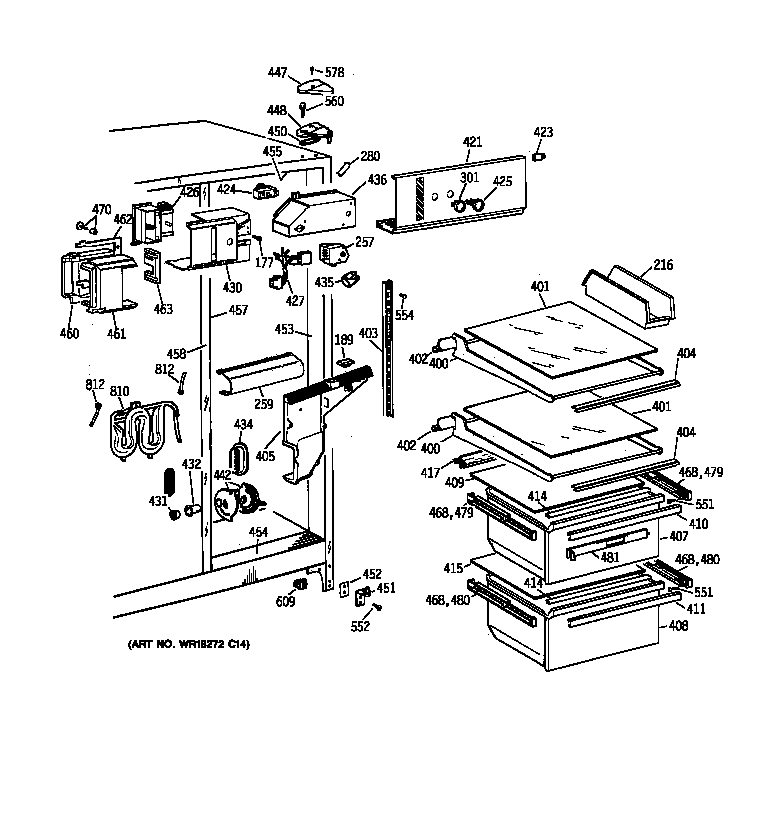 GE MSK22GRBCAA fresh food section diagram
