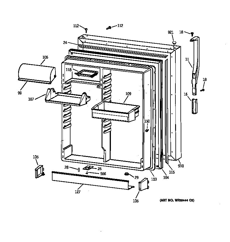 Kenmore 36379965991 fresh food door diagram
