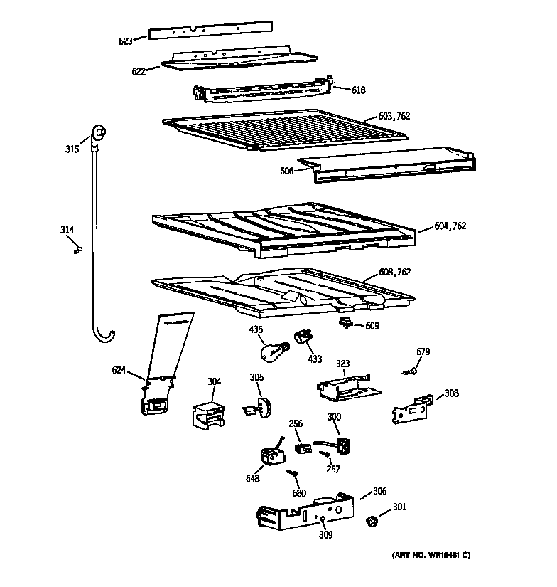 GE 36369262991 compartment separator parts diagram