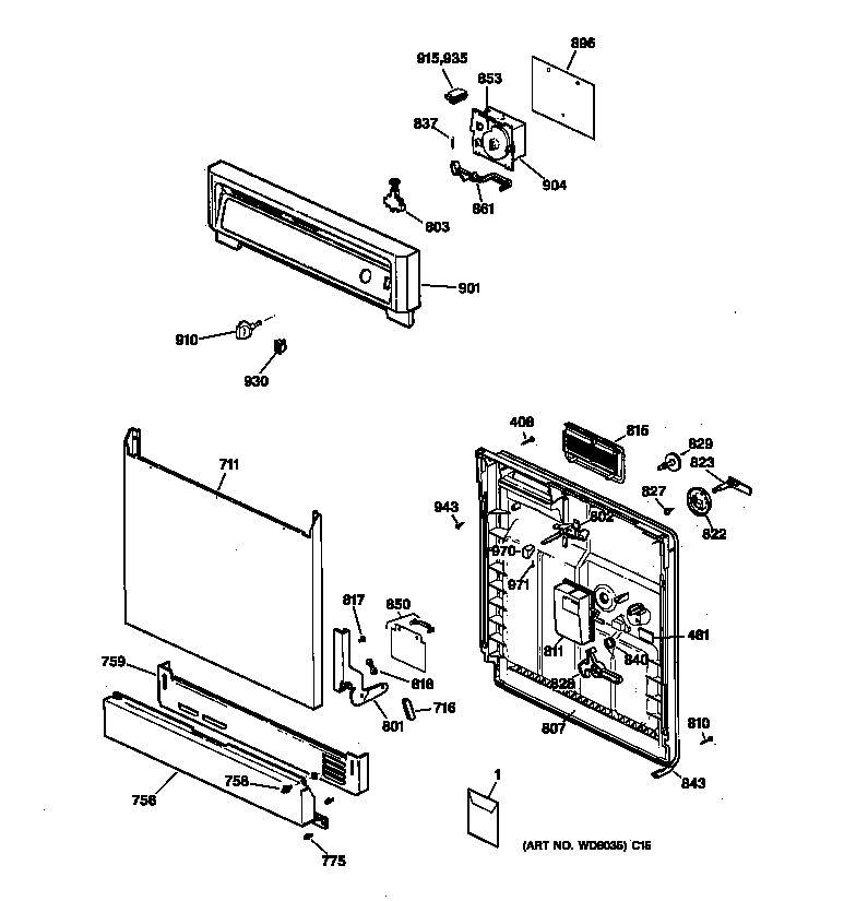 Kenmore 36314075792 escutcheon & door assembly diagram