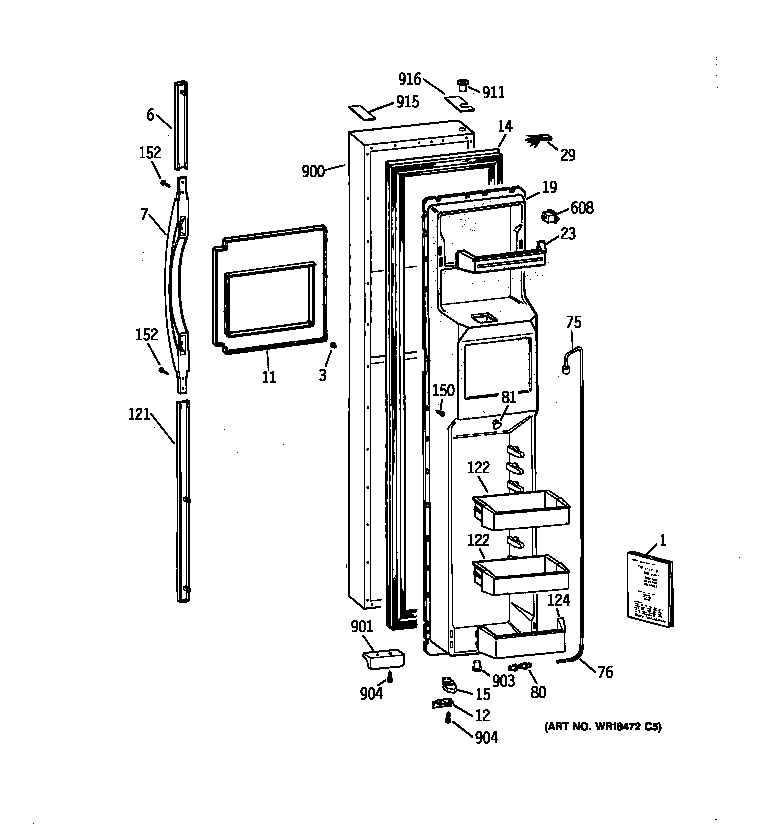 Kenmore 36358477893 freezer door diagram