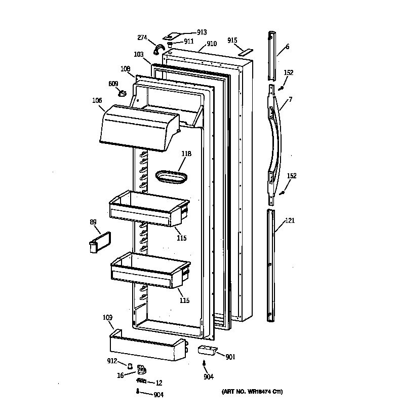 Kenmore 36358477893 fresh food door diagram