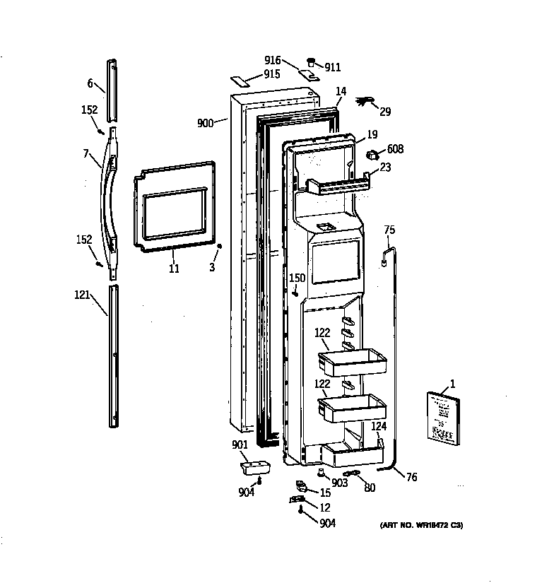 Kenmore 36358897892 freezer door diagram