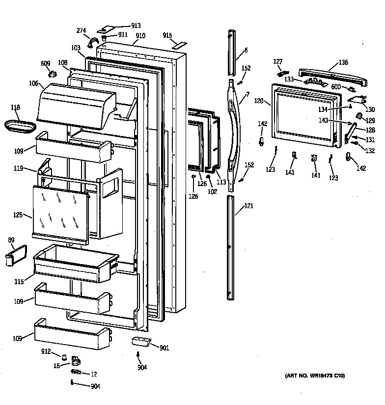 Kenmore 36358897892 fresh food door diagram