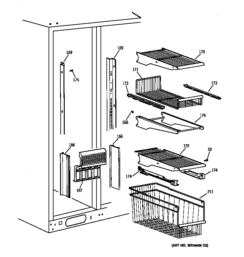 Kenmore 36358897892 freezer shelves diagram