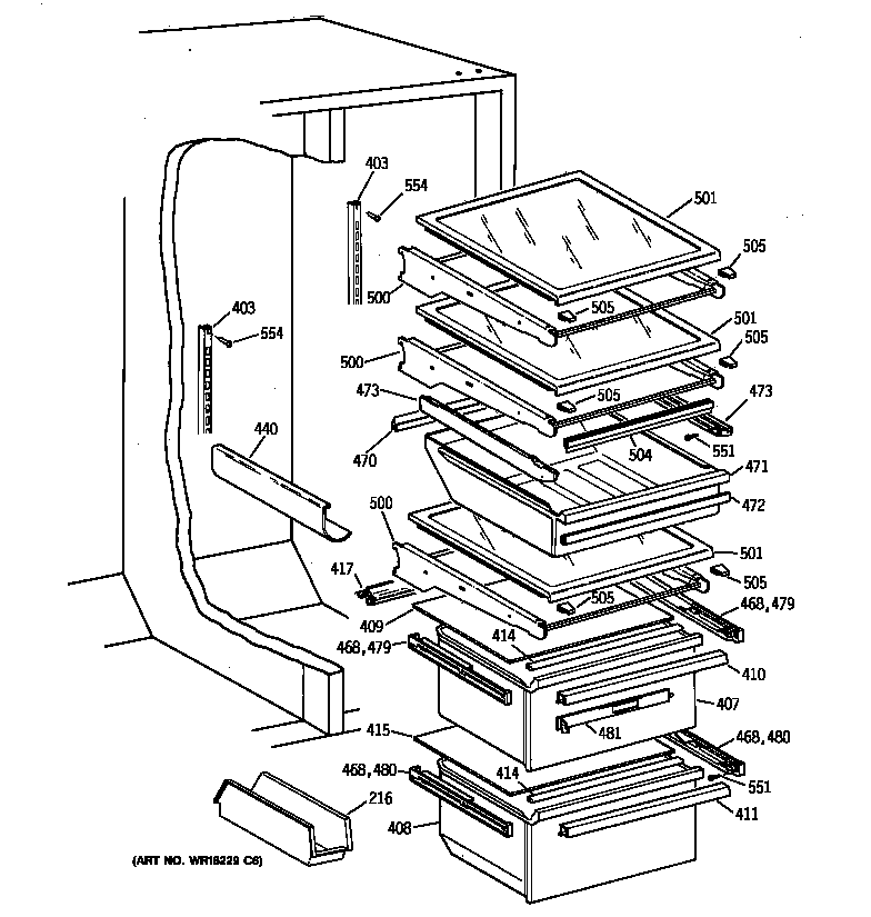 Kenmore 36358897892 fresh food section diagram